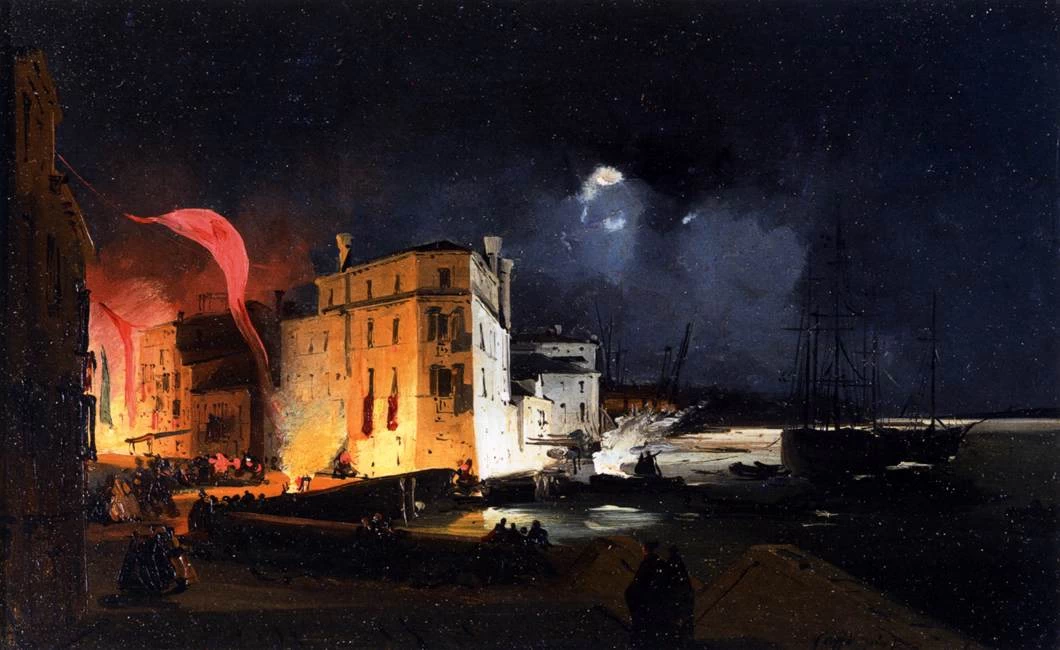 Celebrazioni notturne in via Eugenia a Venezia - Galleria internazionale d'arte moderna, Venezia